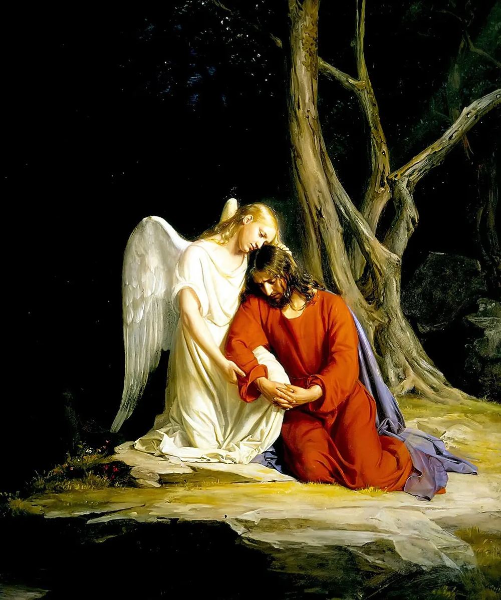 Cristo no Getsêmani consolado por um anjo, de Carl Bloch.
