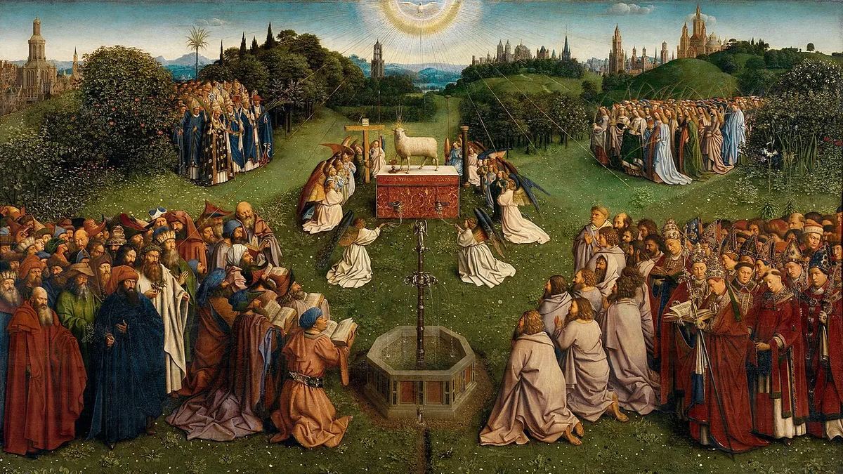 A Adoração do Cordeiro Místico, dos irmãos van Eyck.